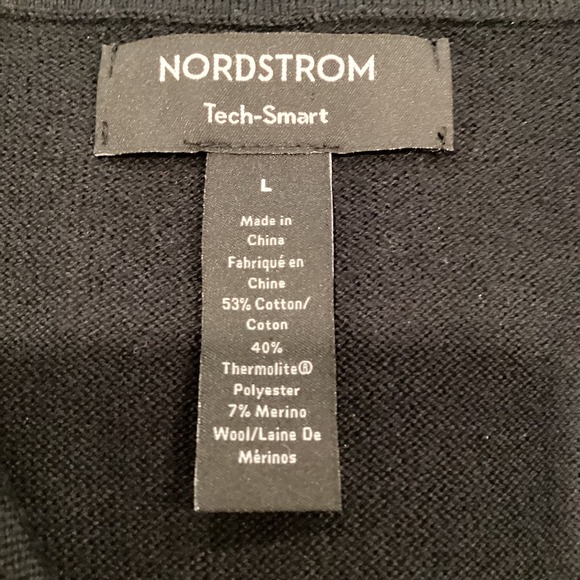 Nordstrom Tech-Smart 1/4 Zip Sweater Pullover Wool Blend - Black, Large - Picture 5 of 9